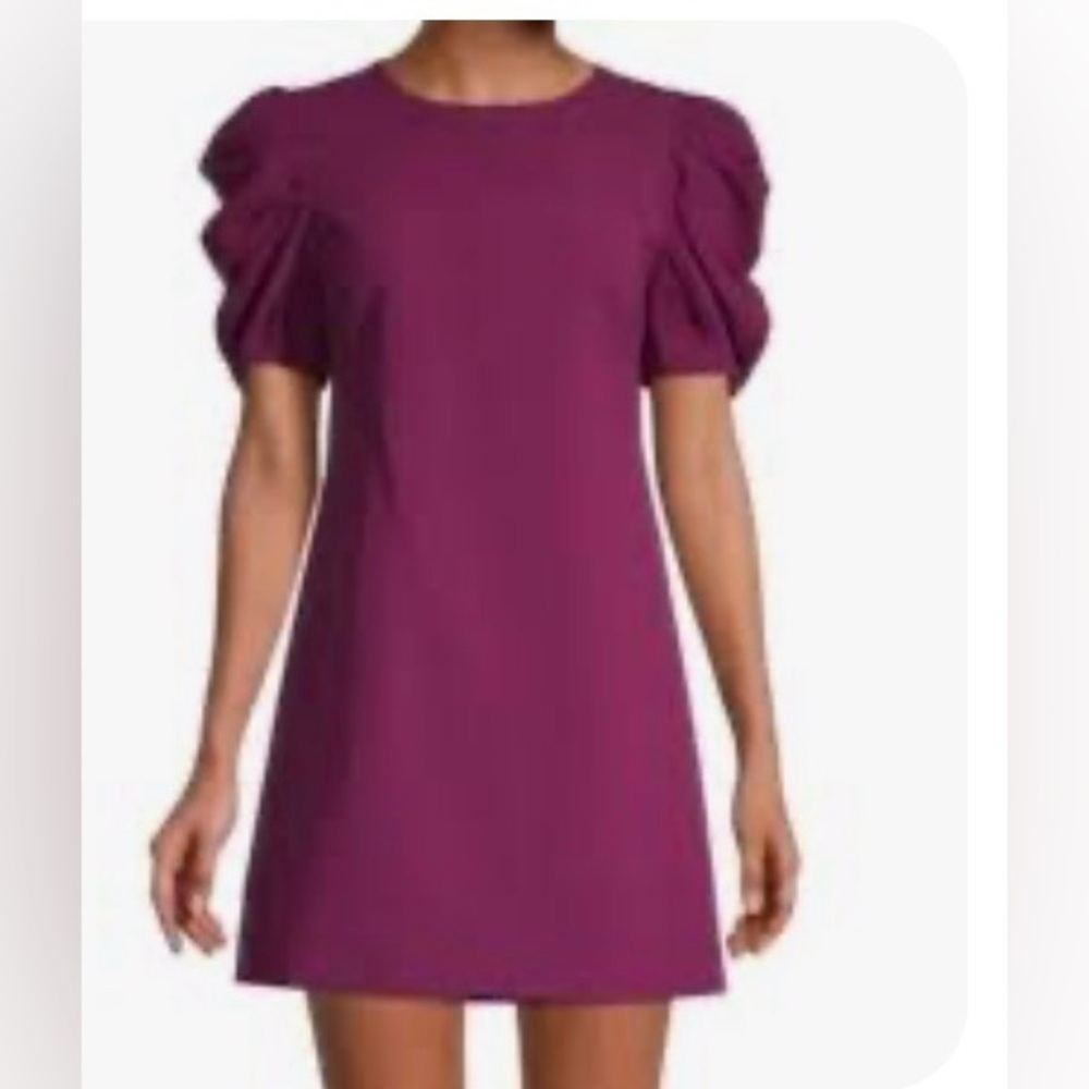 Alice + Olivia Hanita Purple Plum Puff Sleeve Dress Size 0 - Picture 3 of 8